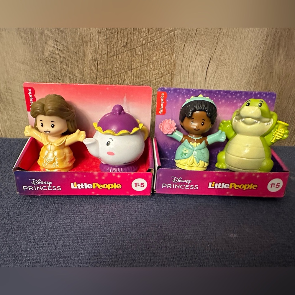 Little People Disney Princess Lot- Tiana, Louis, Belle, Mrs.Potts